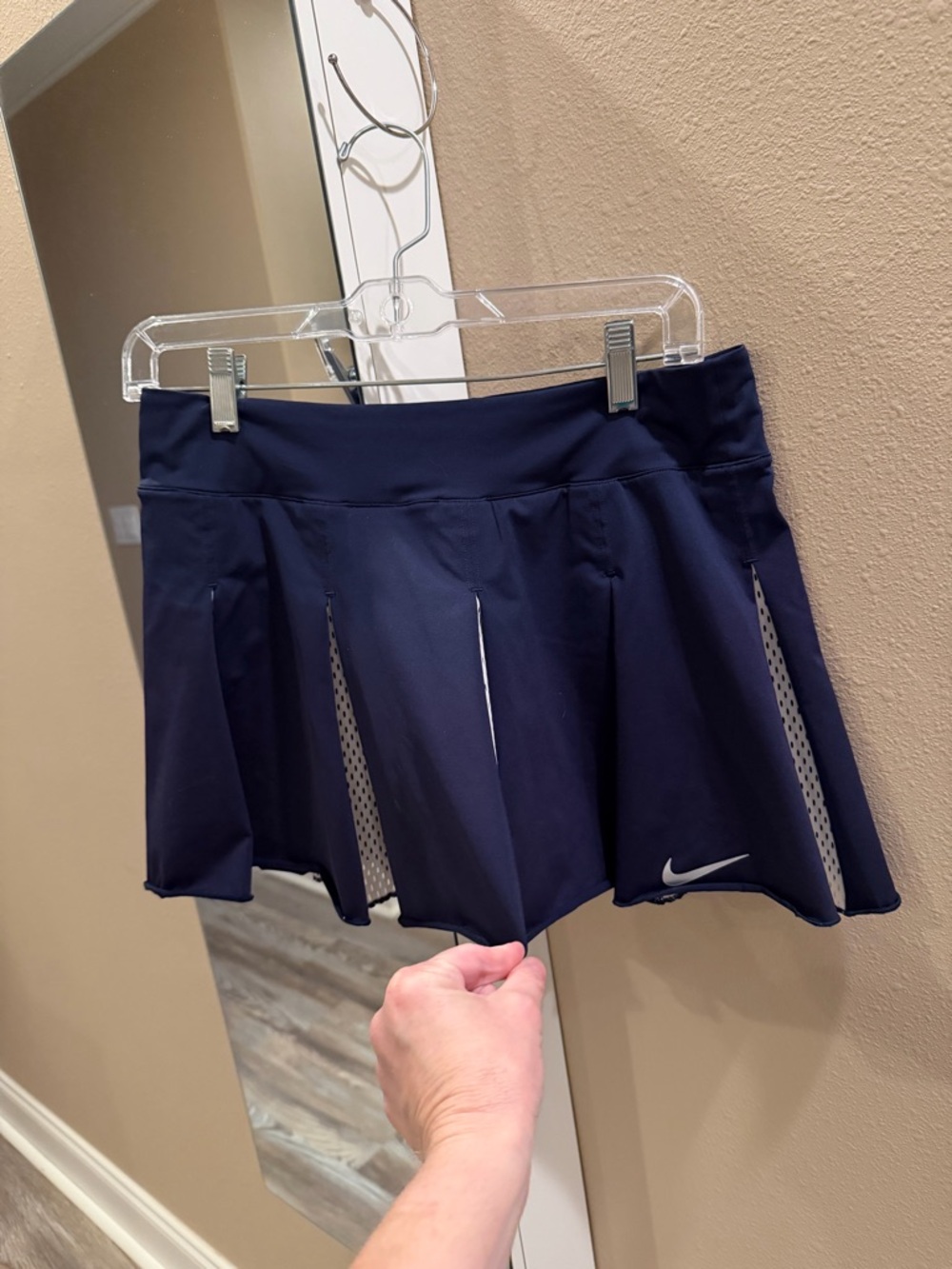Nike Navy Dri-FIT Athletic Shorts with White Swoosh